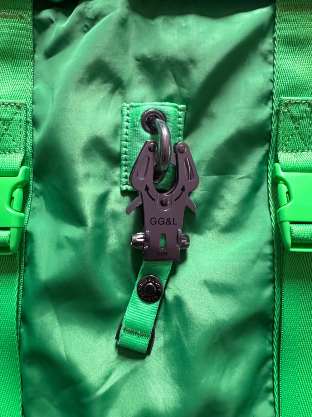 George Gina & Lucy 3HUT UP Bright Green Nylon Tote with Front Buckle Detail - Picture 2 of 7
